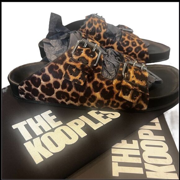 The Kooples leopard Print‎ Sandals with real fur Us size 6 NIB - Picture 3 of 11